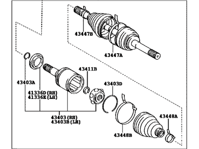 Lexus 43430-60040 Shaft Assembly, Front Drive